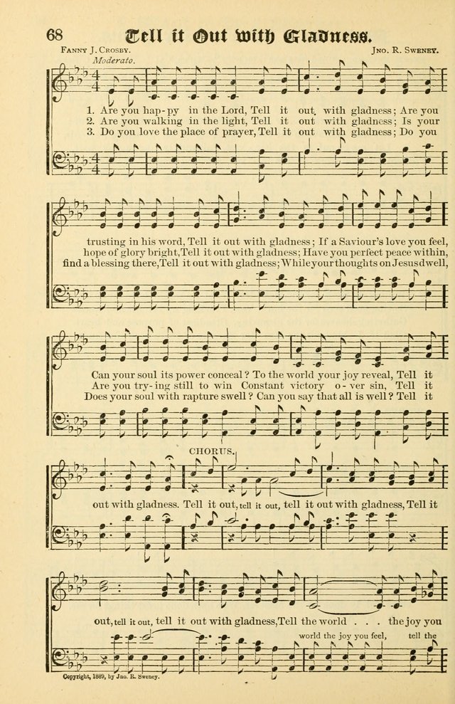 Unfading Treasures: a compilation of sacred songs and hymns, adapted for use by Sunday schools, Epworth Leagues, endeavor societies, pastors, evangelists, choristers, etc. page 68