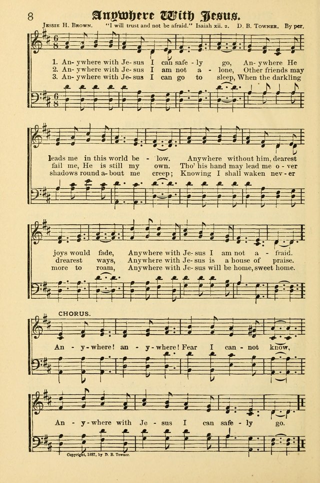 Unfading Treasures: a compilation of sacred songs and hymns, adapted for use by Sunday schools, Epworth Leagues, endeavor societies, pastors, evangelists, choristers, etc. page 8