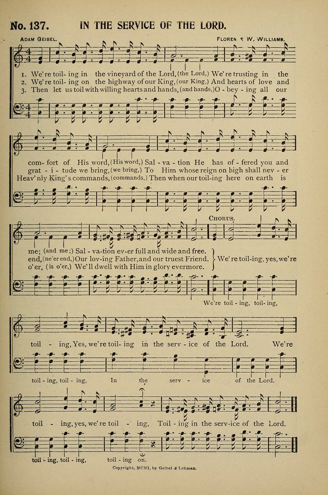 Uplifted Voices: a 20th century hymn book for sunday-schools and devotional meetings page 137