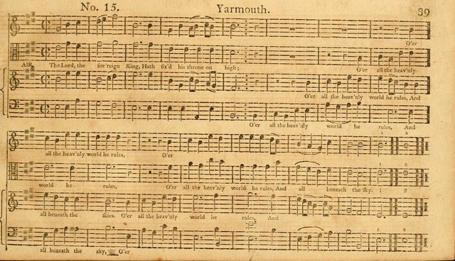 The Vocal Companion: containing a concise introduction to the practice of music, and a set of tunes of various metres, arranged progressively for the use of learners page 39