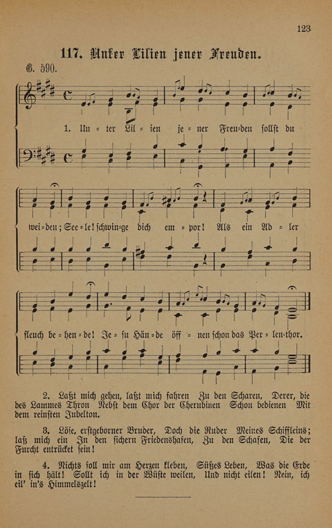 Vierstimmige Melodien: zu dem "Gesangbuch zum gottesdienstlichen und häuslichen Gebrauche in evangelischen Mennoniten-Gemeinden" (3. Auflage) page 123
