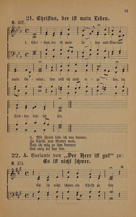 Vierstimmige Melodien: zu dem "Gesangbuch zum gottesdienstlichen und häuslichen Gebrauche in evangelischen Mennoniten-Gemeinden" (3. Auflage) page 21