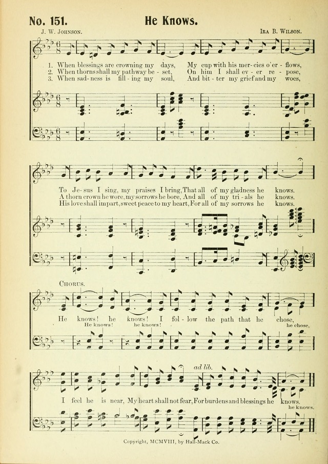 The Voice of Praise No. 2: a complete collection of Scriptural, gospel, Sunday-school and praise service songs page 153