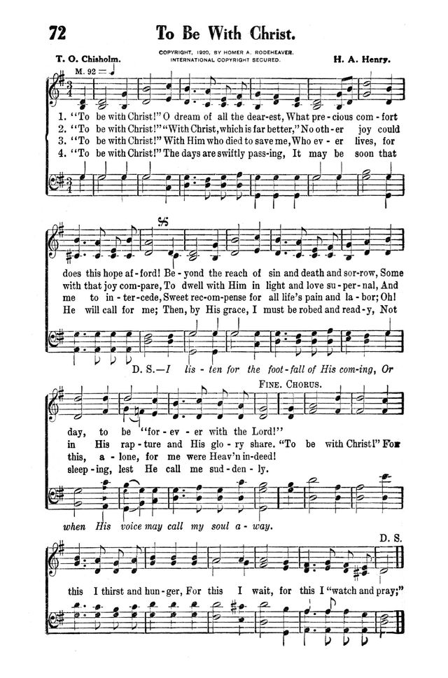 Victory Songs: For the Church, Sunday School and Evangelistic Services. page 74