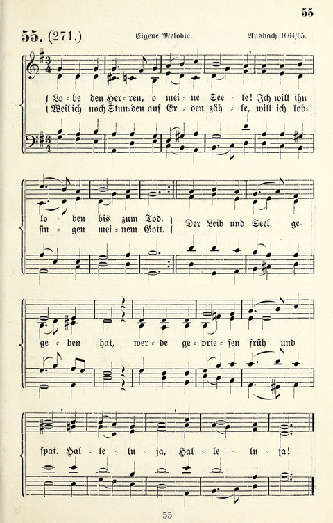 Vierstimmige Melodien für das Gesangbuch: zum gottesdienstlichen und häuslichen Gebrauch in Evangelischen Mennoniten-Gemeinden page 55