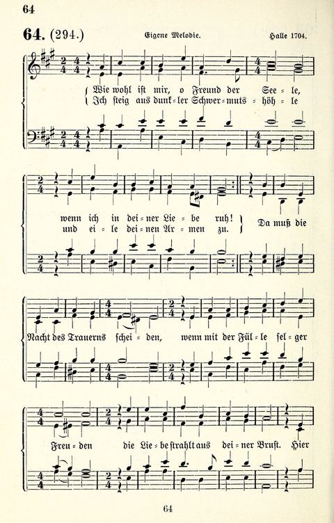 Vierstimmige Melodien für das Gesangbuch: zum gottesdienstlichen und häuslichen Gebrauch in Evangelischen Mennoniten-Gemeinden page 64