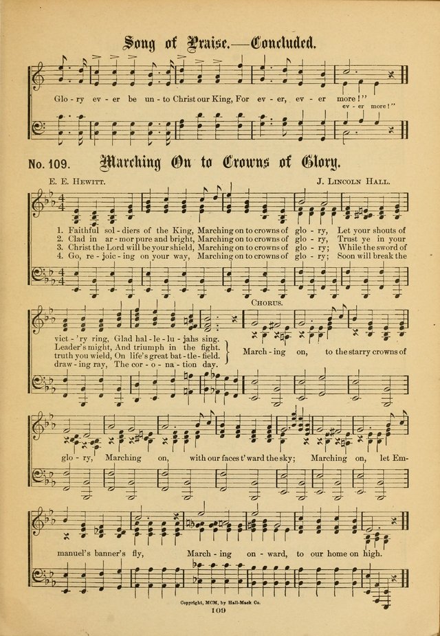 The Voice of Praise: a compilation of the very best sacred songs for use in Sunday Schools and praise services page 109