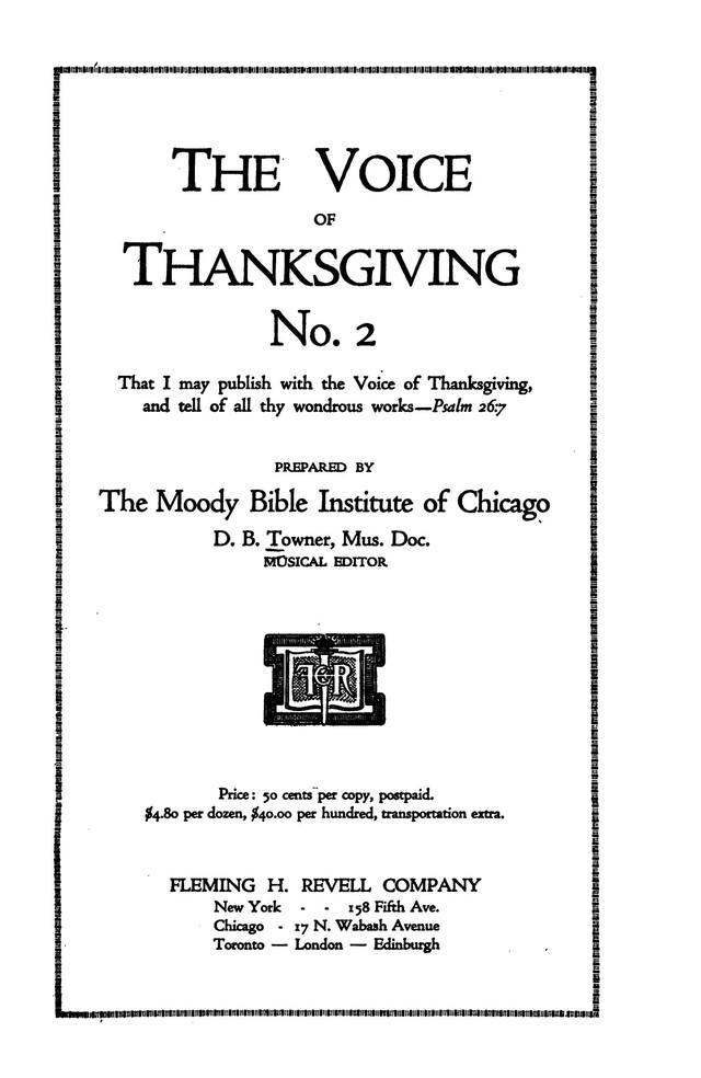 The Voice of Thanksgiving No. 2 page cover