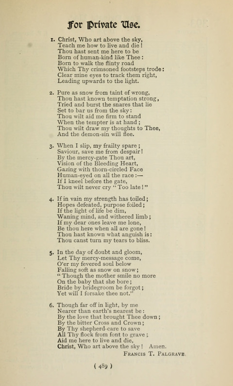 The Westminster Abbey Hymn-Book: compiled under the authority of the dean of Westminster page 489
