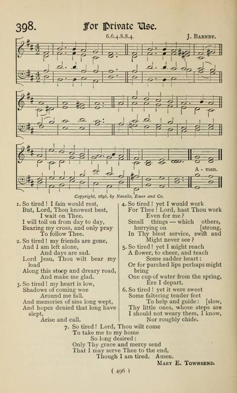 The Westminster Abbey Hymn-Book: compiled under the authority of the dean of Westminster page 496