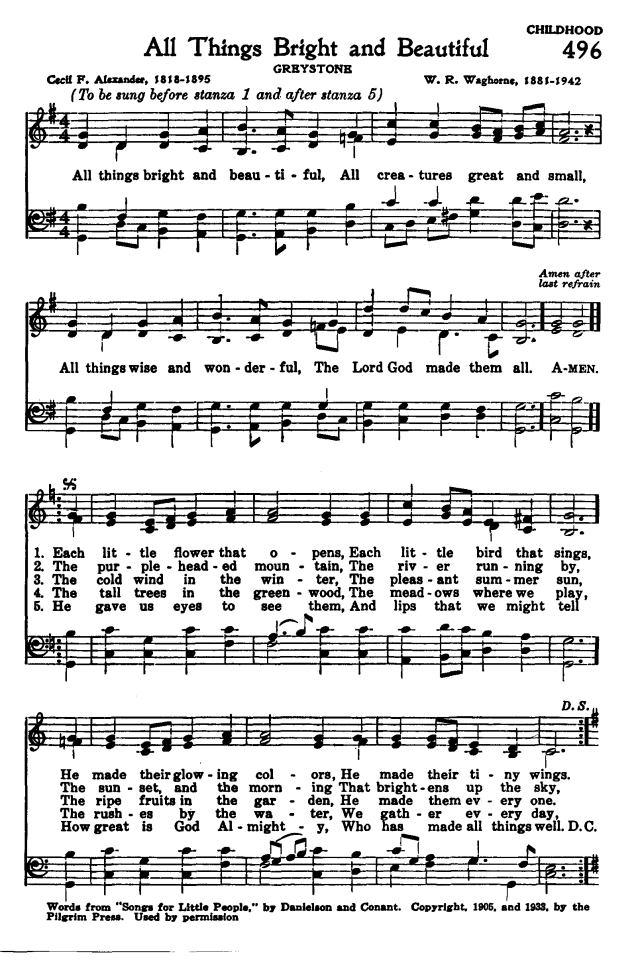 Worship and Service Hymnal For Church, School, and Home 496. Each