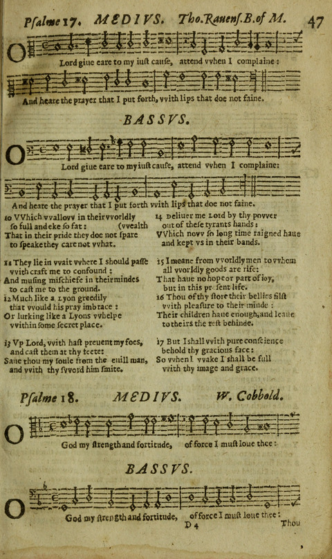 The Whole Booke of Psalmes: with the Hymnes Evangelicall, and Songs Spirituall page 47