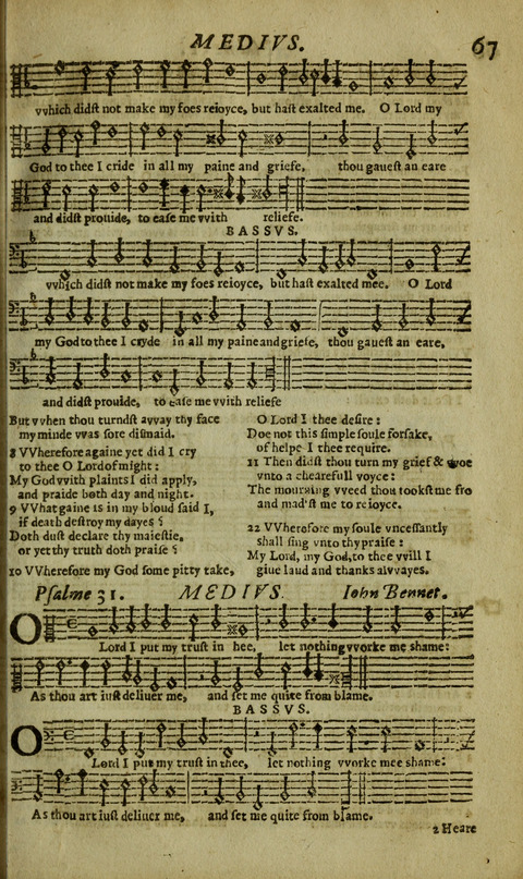 The Whole Booke of Psalmes: with the Hymnes Evangelicall, and Songs Spirituall page 67