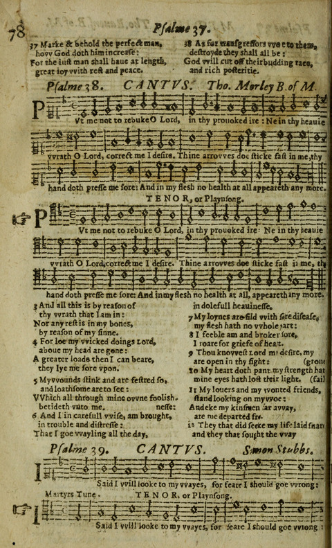 The Whole Booke of Psalmes: with the Hymnes Evangelicall, and Songs Spirituall page 78