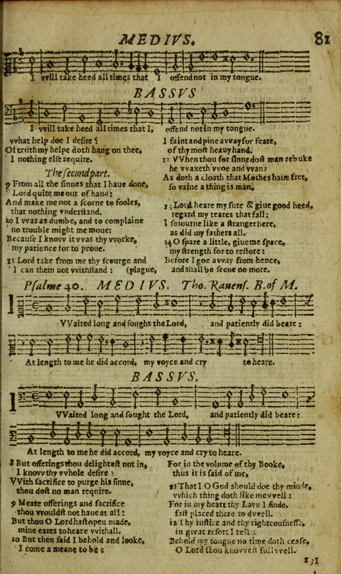 The Whole Booke of Psalmes: with the Hymnes Evangelicall, and Songs Spirituall page 81