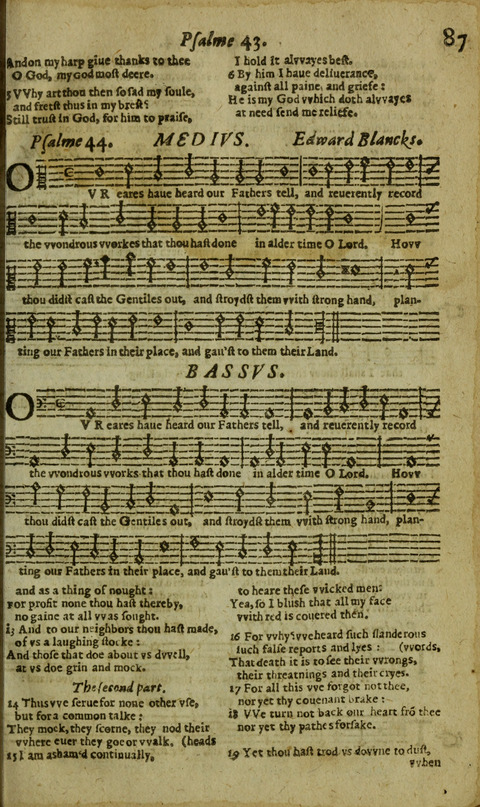 The Whole Booke of Psalmes: with the Hymnes Evangelicall, and Songs Spirituall page 87