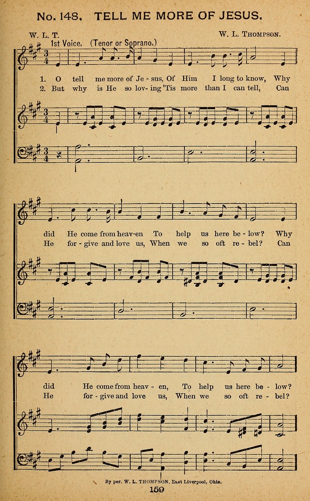 Windows of Heaven: hymns new and old for the church, Sunday school and home used by Rev. H.M. Wharton in evangelistic work page 159