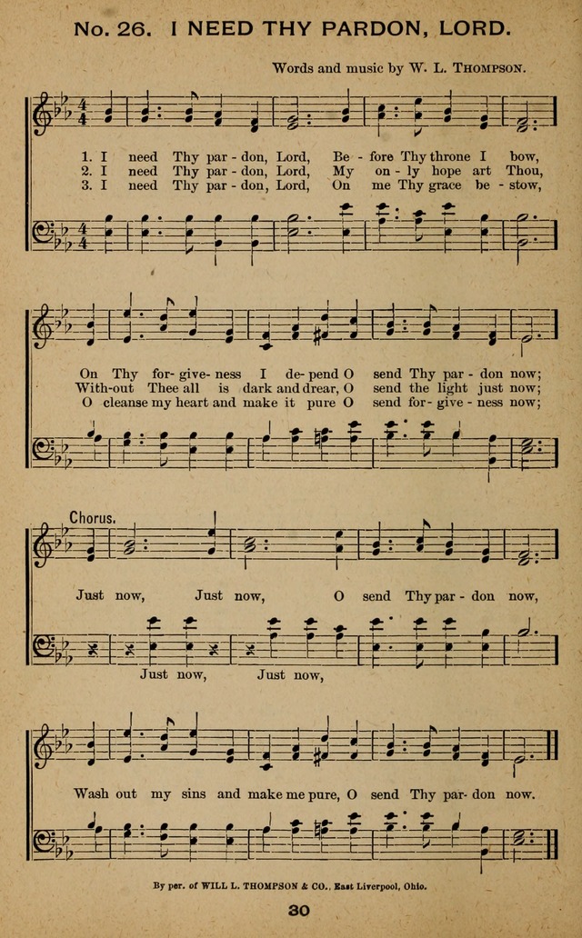 Windows of Heaven: hymns new and old for the church, Sunday school and home used by Rev. H.M. Wharton in evangelistic work page 30