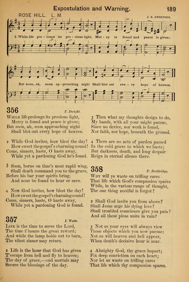Worship in Song: a selection of hymns and tunes for the Service of the Sanctuary  page 189