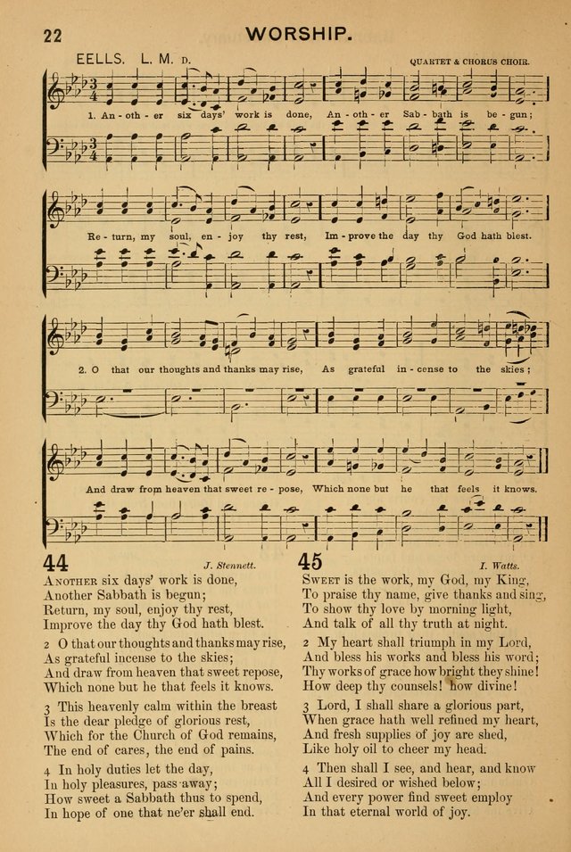 Worship in Song: a selection of hymns and tunes for the Service of the Sanctuary  page 22