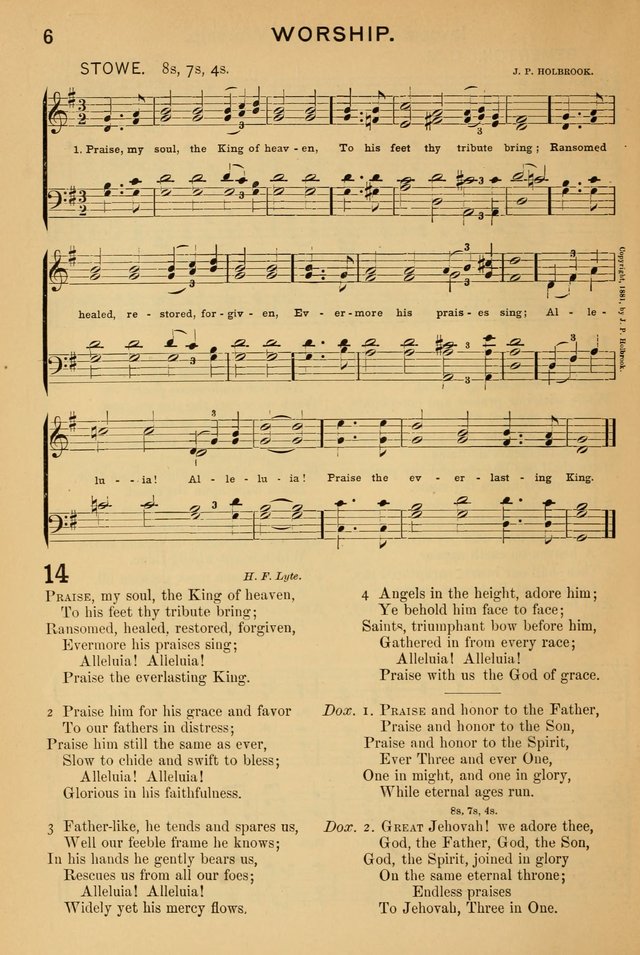 Worship in Song: a selection of hymns and tunes for the Service of the Sanctuary  page 6