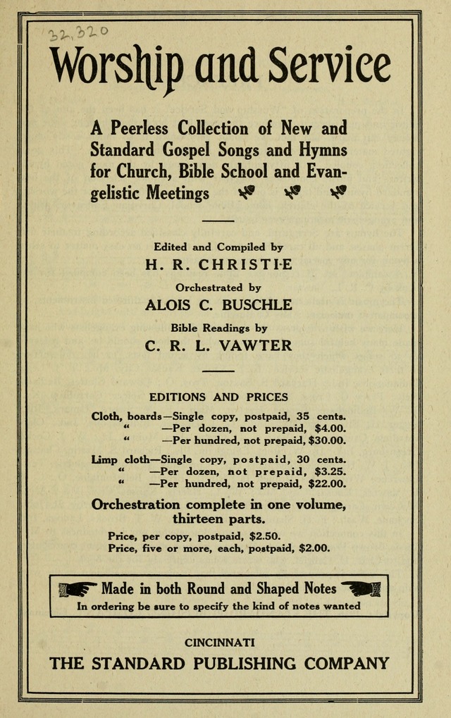 Worship and Service page v