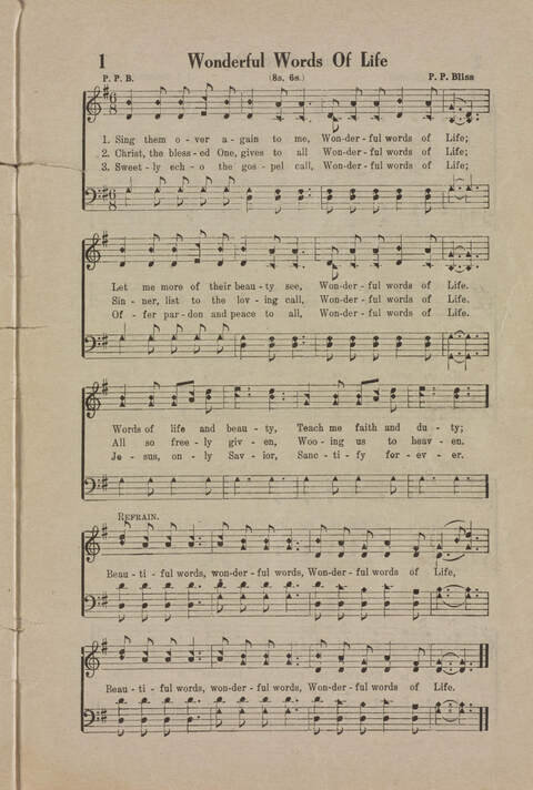Wonderful Songs: A Collection of Familiar Hymns Designed for Evangelistic Work, For Use in Tents, Etc. page 1