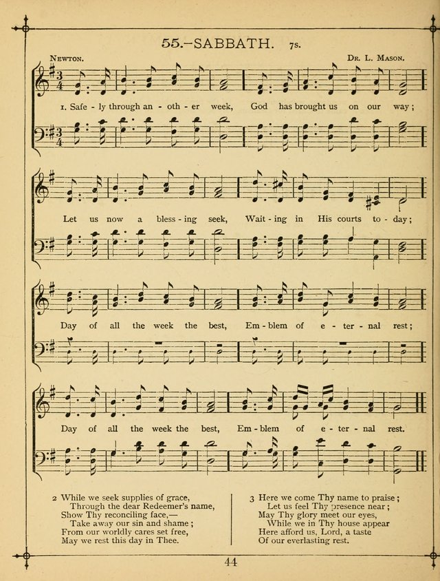 The Wreath of Gems: or strictly favorite songs and tunes for the Sunday School, and for general use in public and social worship page 44