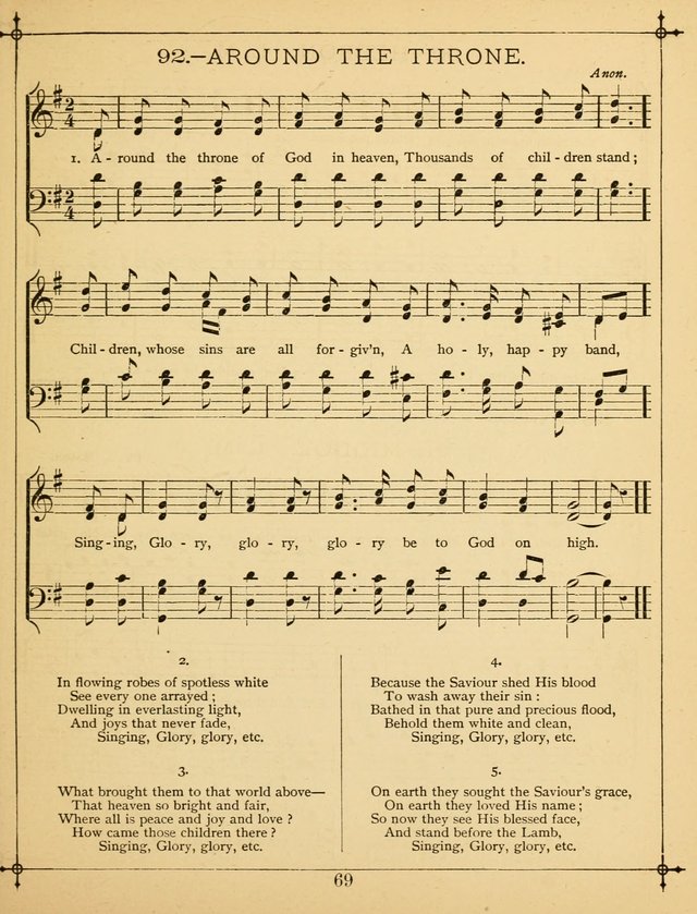 The Wreath of Gems: or strictly favorite songs and tunes for the Sunday School, and for general use in public and social worship page 69