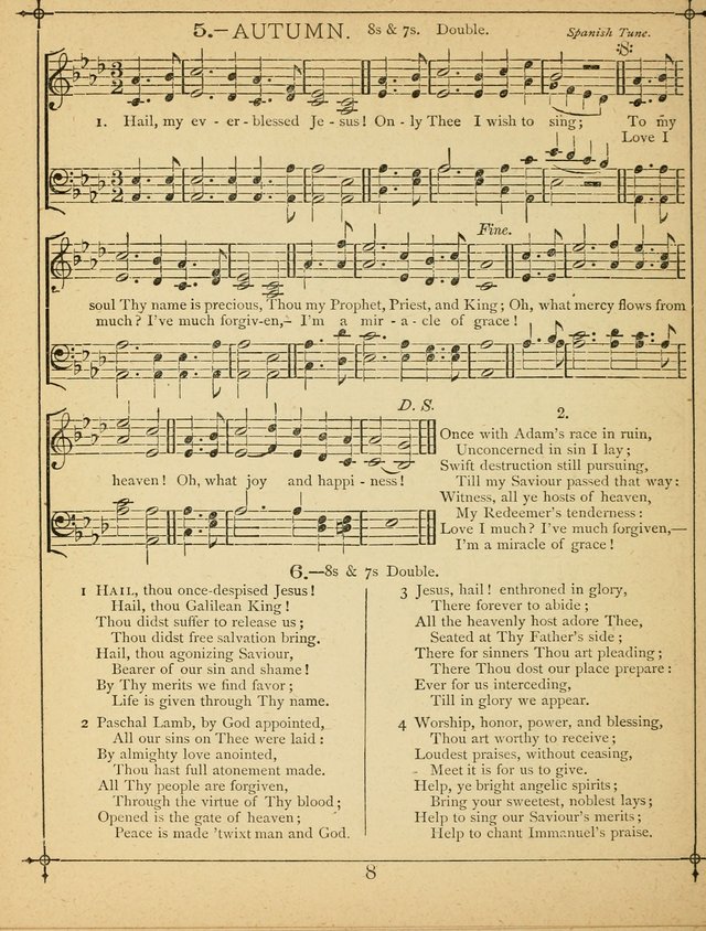 The Wreath of Gems: or strictly favorite songs and tunes for the Sunday School, and for general use in public and social worship page 8