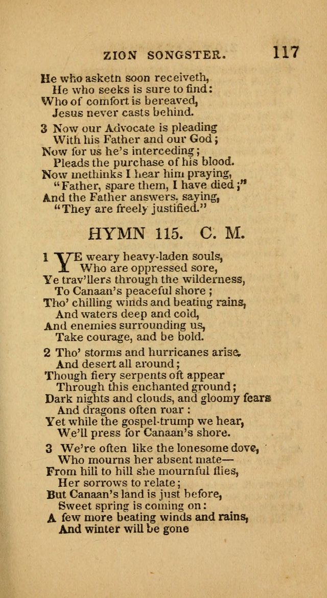 The Zion Songster: a Collection of Hymns and Spiritual Songs, generally sung at camp and prayer meetings, and in revivals of religion  (Rev. & corr.) page 120