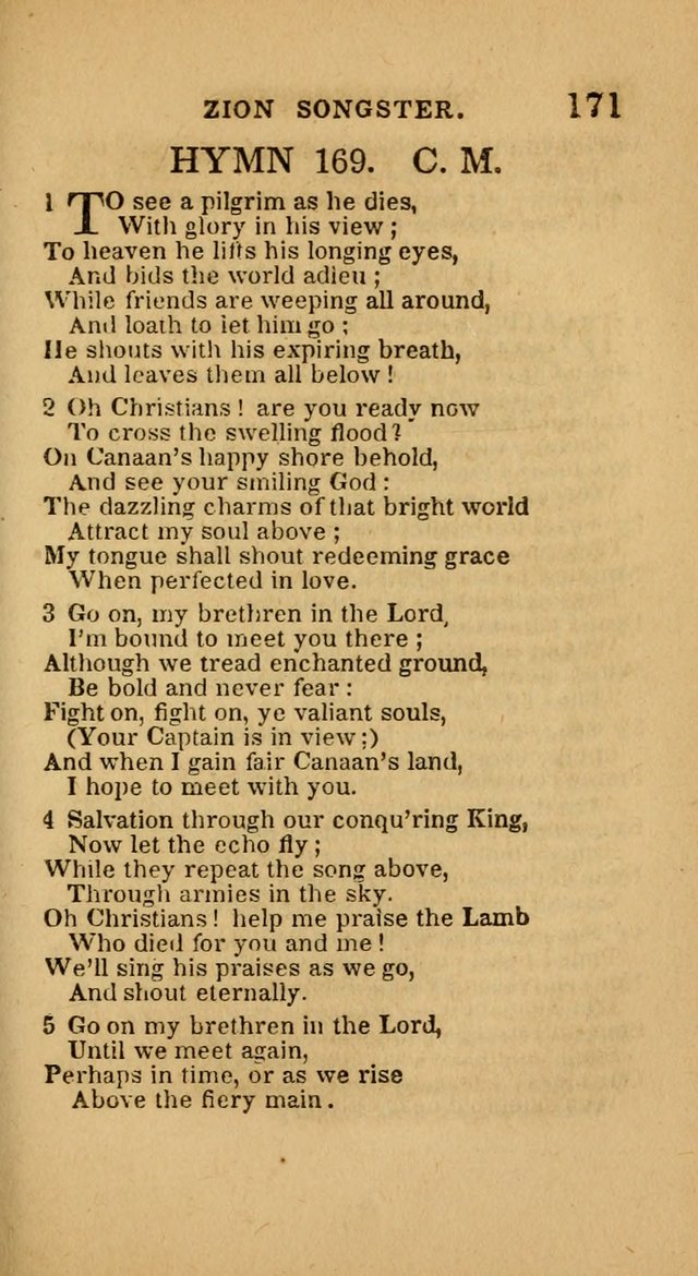 The Zion Songster: a Collection of Hymns and Spiritual Songs, generally sung at camp and prayer meetings, and in revivals of religion  (Rev. & corr.) page 174