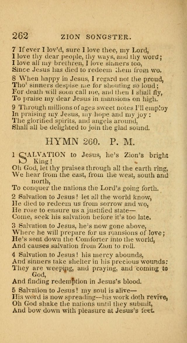 The Zion Songster: a Collection of Hymns and Spiritual Songs, generally sung at camp and prayer meetings, and in revivals of religion  (Rev. & corr.) page 265
