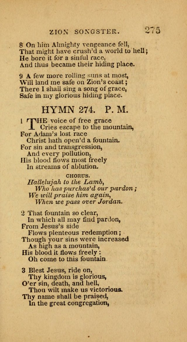 The Zion Songster: a Collection of Hymns and Spiritual Songs, generally sung at camp and prayer meetings, and in revivals of religion  (Rev. & corr.) page 278
