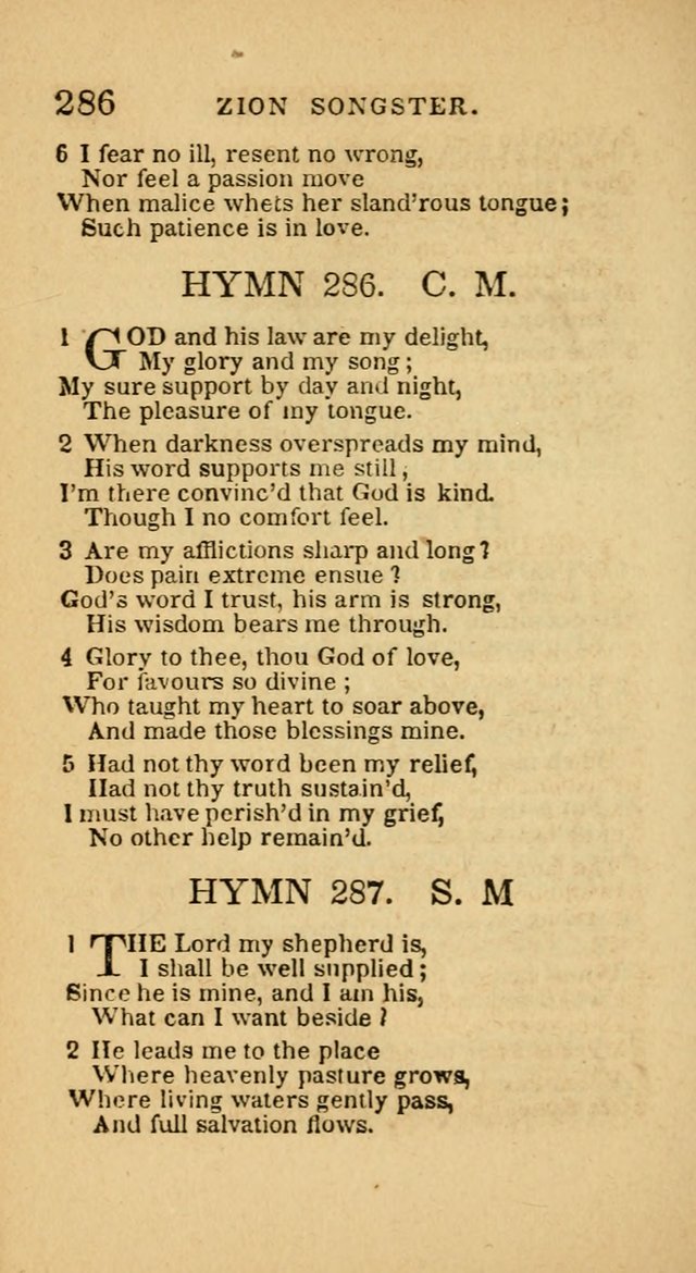 The Zion Songster: a Collection of Hymns and Spiritual Songs, generally sung at camp and prayer meetings, and in revivals of religion  (Rev. & corr.) page 289