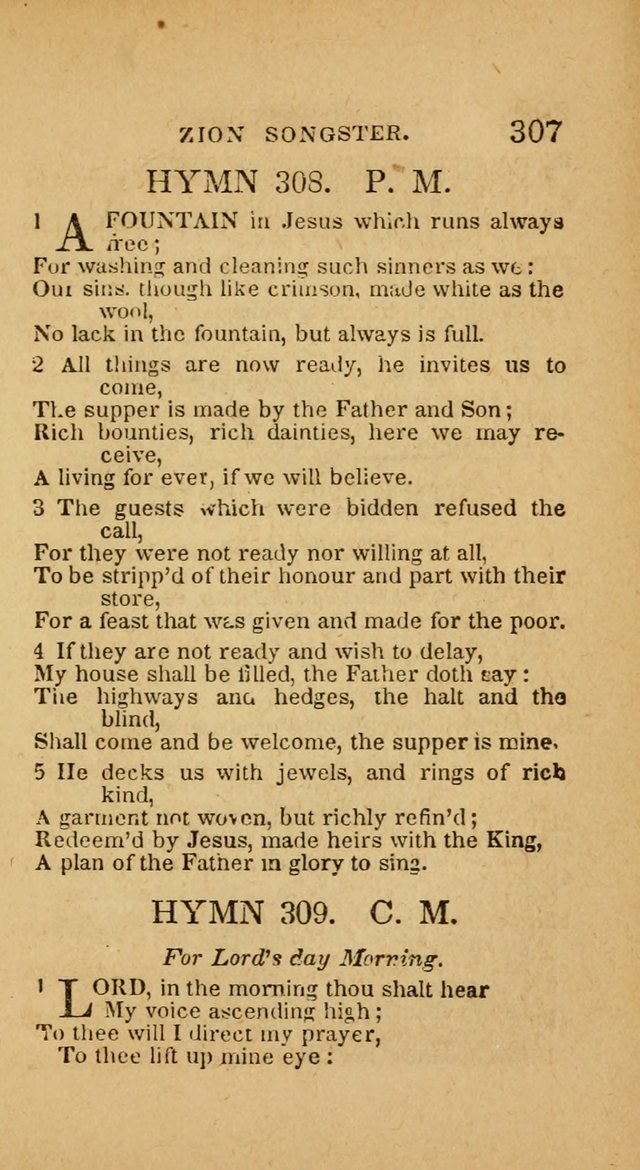 The Zion Songster: a Collection of Hymns and Spiritual Songs, generally sung at camp and prayer meetings, and in revivals of religion  (Rev. & corr.) page 310
