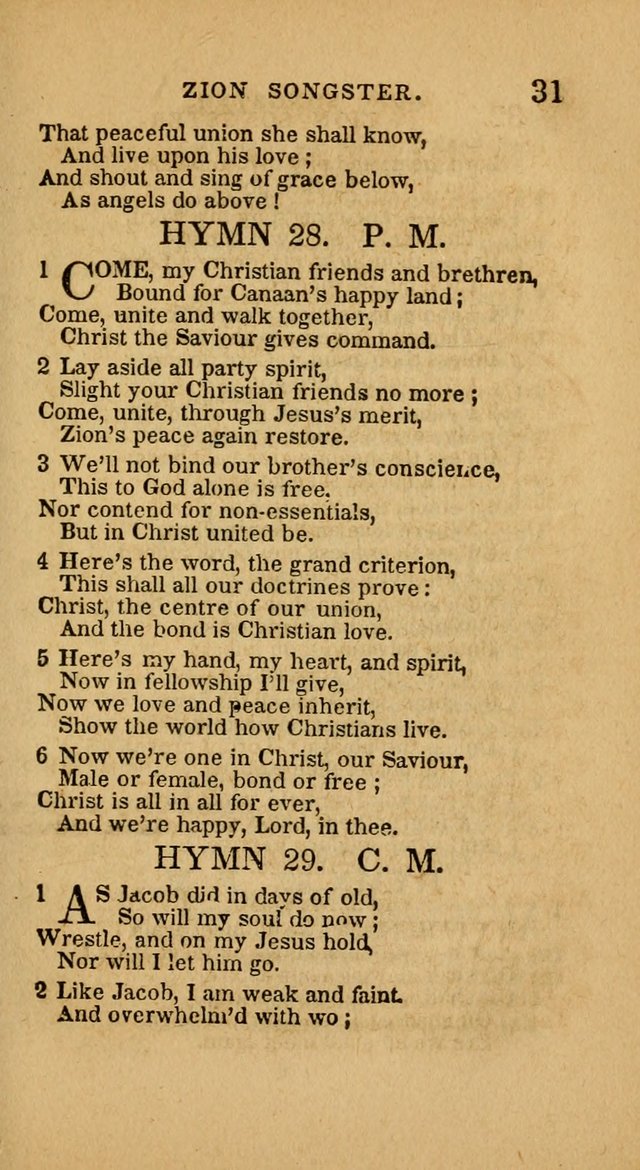 The Zion Songster: a Collection of Hymns and Spiritual Songs, generally sung at camp and prayer meetings, and in revivals of religion  (Rev. & corr.) page 34