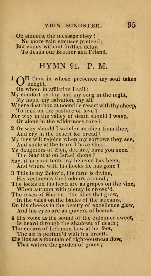 The Zion Songster: a Collection of Hymns and Spiritual Songs, generally sung at camp and prayer meetings, and in revivals of religion  (Rev. & corr.) page 98