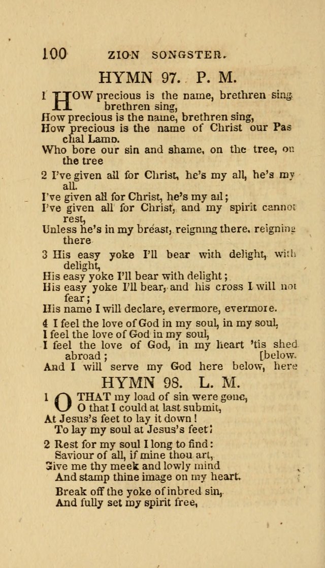 The Zion Songster: a Collection of Hymns and Spiritual Songs, Generally Sung at Camp and Prayer Meetings, and in Revivals or Religion  (95th ed.) page 107